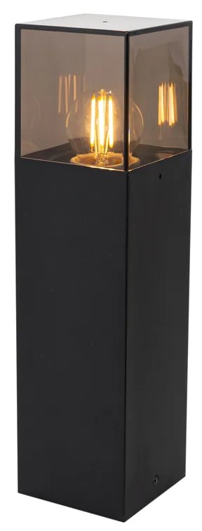 Стойка за външна лампа черна с димен абажур 30 см - Denmark