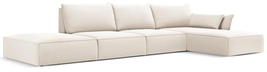 Бежов кадифен ъглов диван (десен ъгъл) Vanda – Mazzini Sofas