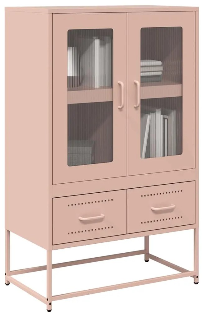853363 vidaXL Висок шкаф, розов, 68x39x111,5 см, стомана