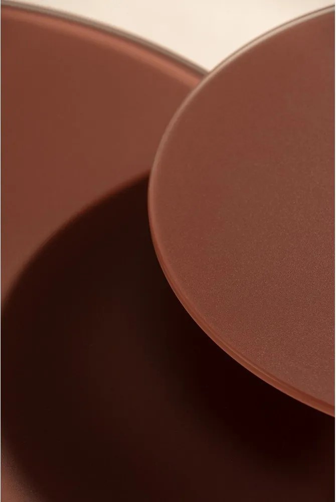 Кафяви кръгли масички за кафе в комплект 2 бр. със стъклен плот ø 80 cm Vida – MOME