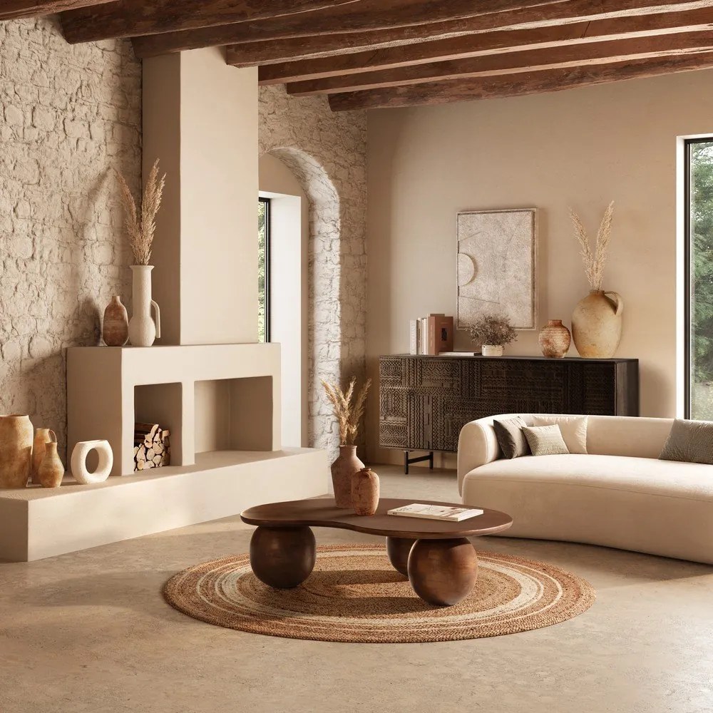 Тъмнокафяв скрин от масивно манго 160x75x40 cm Kalai – MOME