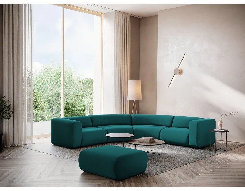 Тюркоазен кадифен ъглов диван Ekahi – Makamii