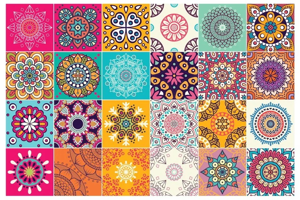 Комплект от 24 декоративни стикера за стена Clarissa, 10 x 10 cm - Ambiance