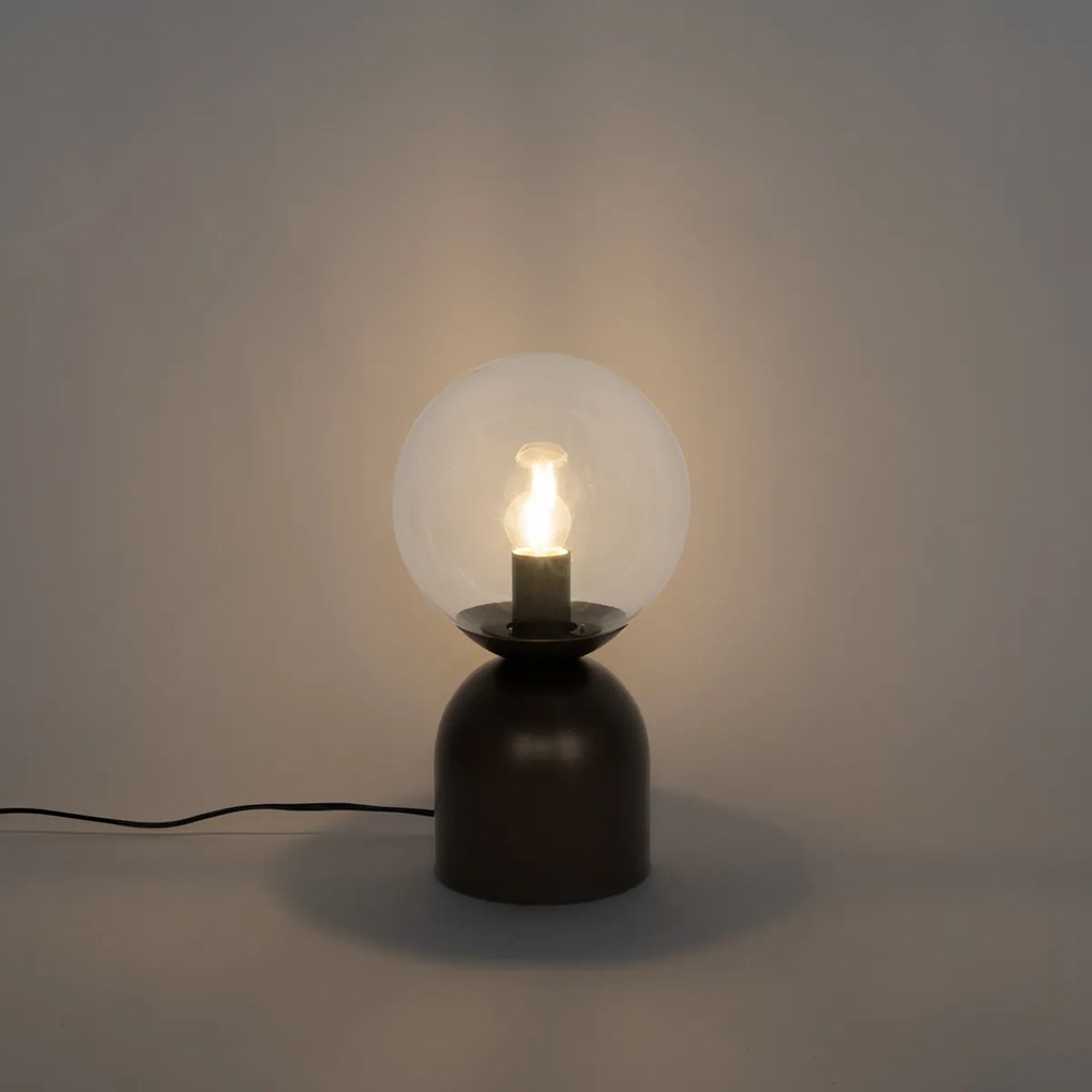 Хотелска шик настолна лампа тъмно бронз с прозрачно стъкло - Pallon Trend