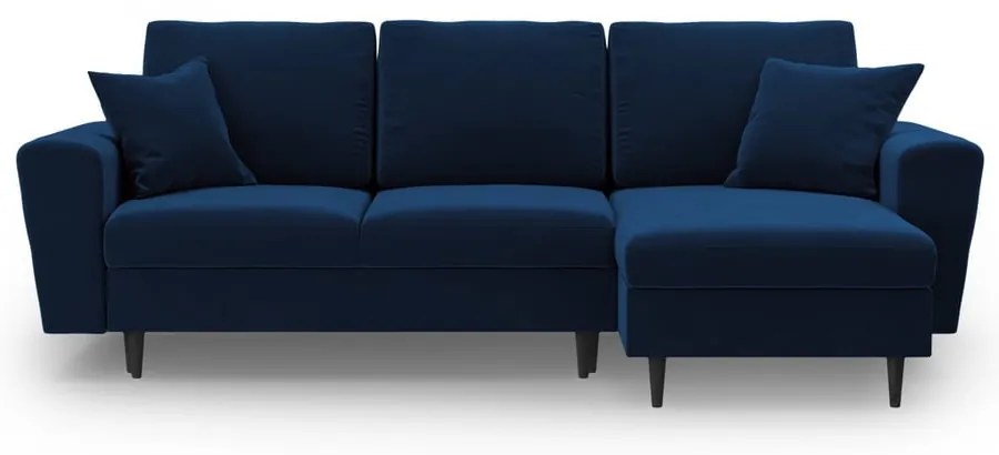 Син кадифен разтегателен ъглов диван с място за съхранение Kyoto – Cosmopolitan Design