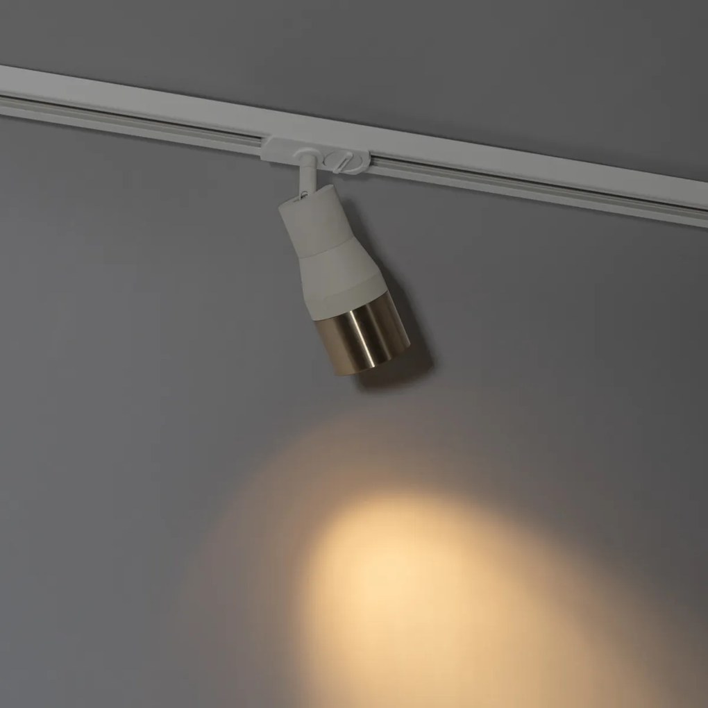 Модерен прожектор бежов със злато за 1-фазна релсова система GU10 50mm - Iconic Kohua