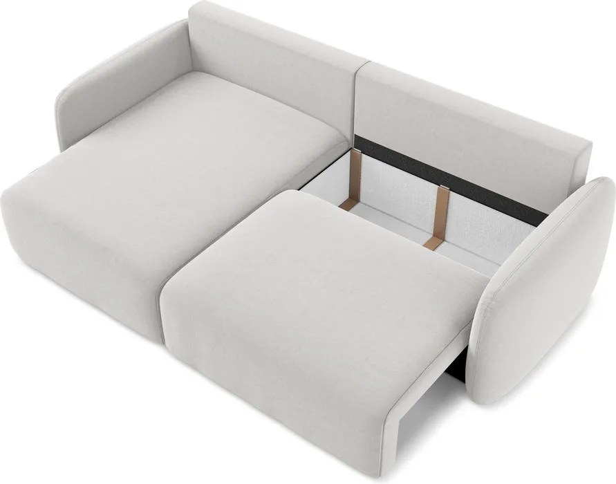 Светлосив кадифен сгъваем/с място за съхранение ъглов диван (ляв ъгъл) Kalena – Makamii