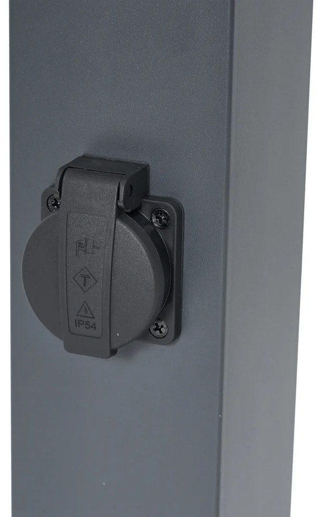 Външна лампа тъмно сива с опалово стъкло 80 см IP44 с контакт и сензор за движение - Malios