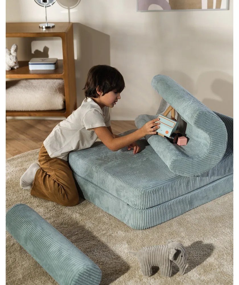 Детски стол от рипсено кадифе в цвят мента Flipster – Wigiwama