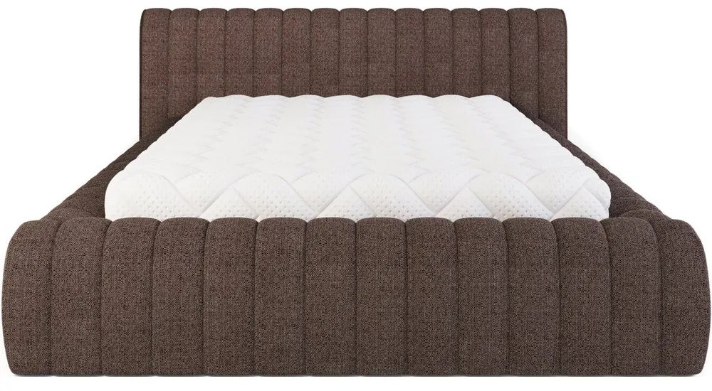 Кафяво двойно легло 160x200 cm тапицирано с място за съхранение с включена подматрачна рамка Carilla – ELTAP