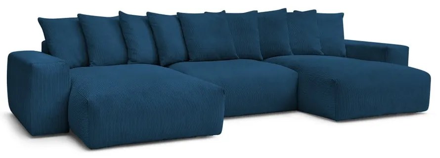Тъмносин ъглов диван от рипсено кадифе Voltaire – Bobochic Paris