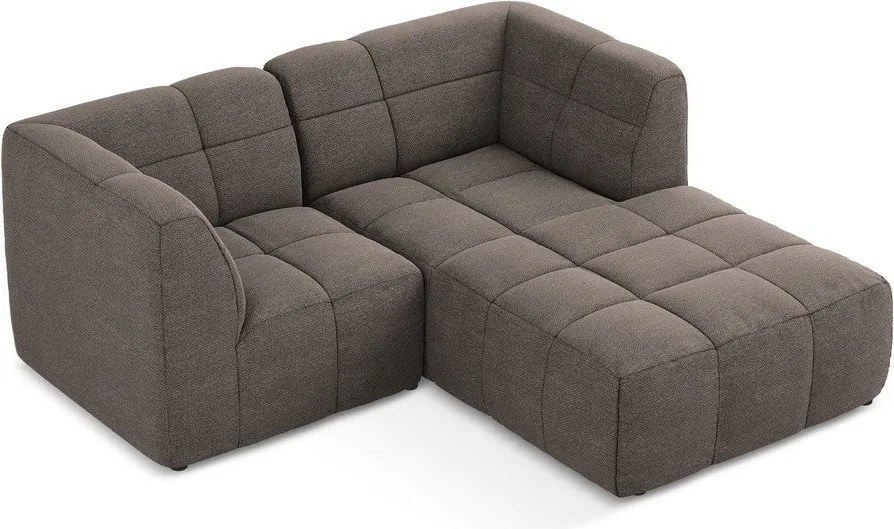 Кафяв ъглов диван от прежда с примки от букле (десен ъгъл) Aloha – Makamii