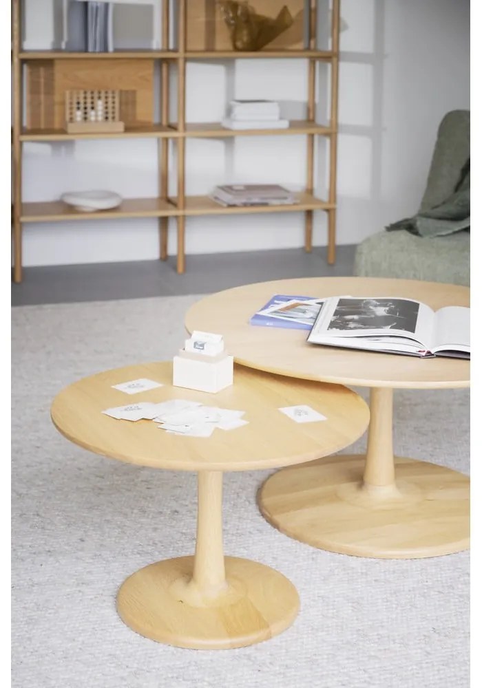 Кръгла масичка за кафе от декор от дъб в естествен цвят 60x60 cm Hobart – Rowico