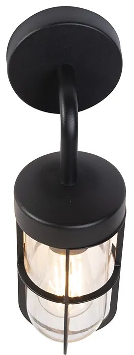 Ръстична външна стенна лампа черна със стъкло - Elza