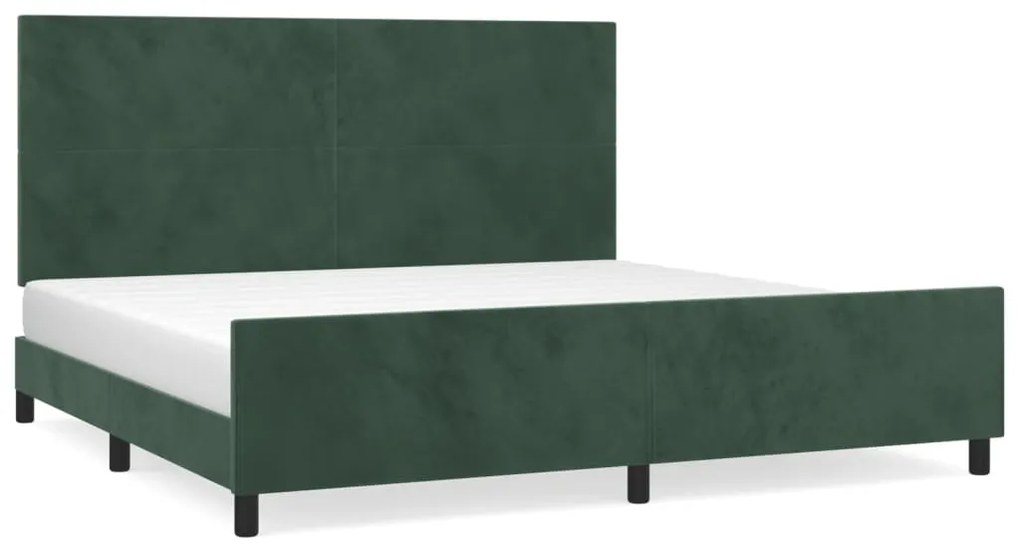 3125656 vidaXL Рамка за легло без матрак, тъмнозелена, 200x200 см, кадифе