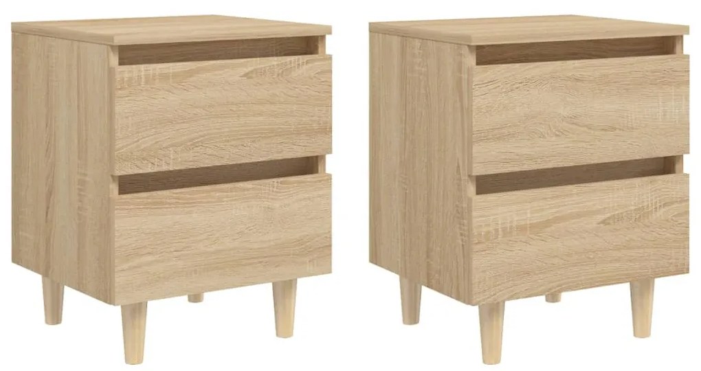 Sonata H Нощни шкафчета с крака от бор масив 2 бр дъб сонома 40x35x50 см