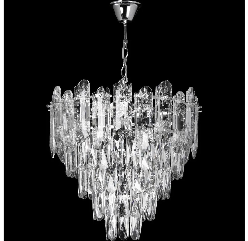 LED Пендел 7xE27/60W/230V + 4xLED/6W Ø 40 см лъскав хром