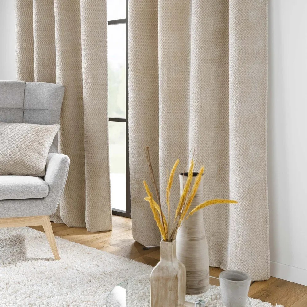 Бежово перде от микрофланела 140x240 cm Flanela – douceur d'intérieur