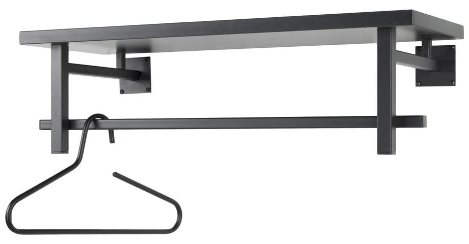 Черна метална стенна закачалка с рафт 76 cm Simplon – Spinder Design