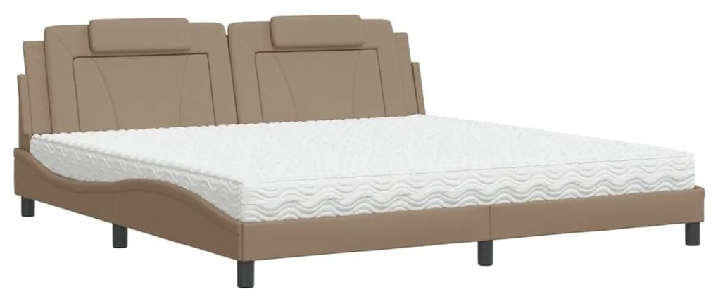 3208821 vidaXL Легло Viana без матрак, капучино, 200x200 см, изкуствена кожа