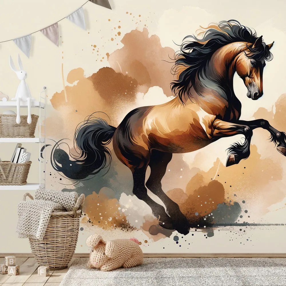 Тапет – Динамичен кафяв кон в движение