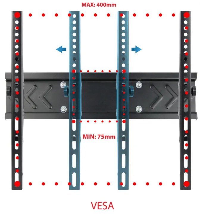 Стойка за телевизор Esperanza ERW004, Стенен монтаж, От 26 до 70 inch, Макс 55 кг, Vesa 400x400, Черен