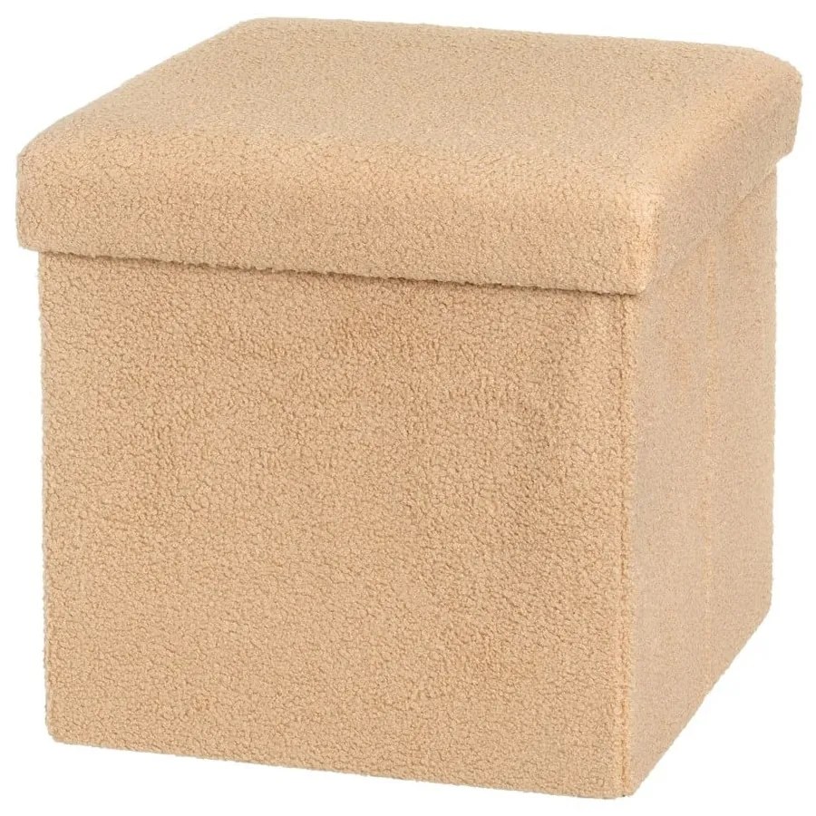 Светлокафява табуретка от прежда с примки от букле Folding – Casa Selección