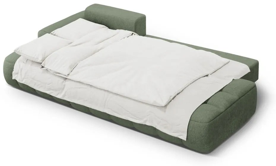 Зелен сгъваем/с място за съхранение ъглов диван (ляв ъгъл) Linz – Cosmopolitan Design