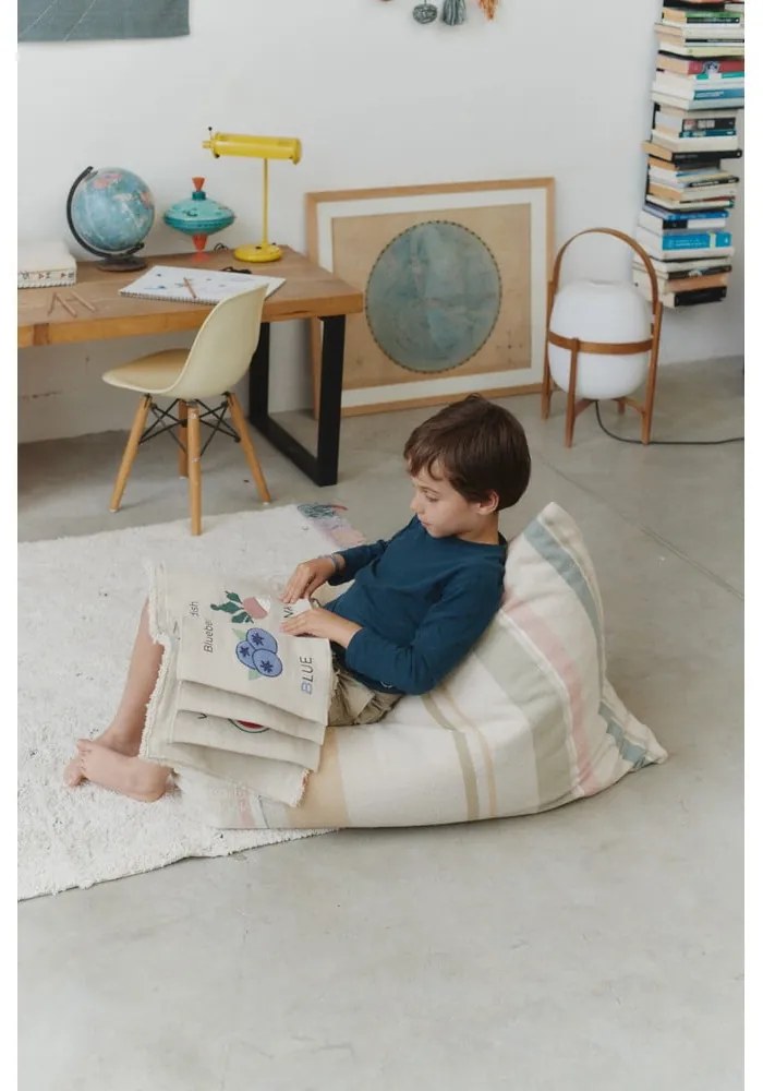 Кремав детски пуф Cleo Multi Stripe – Lorena Canals