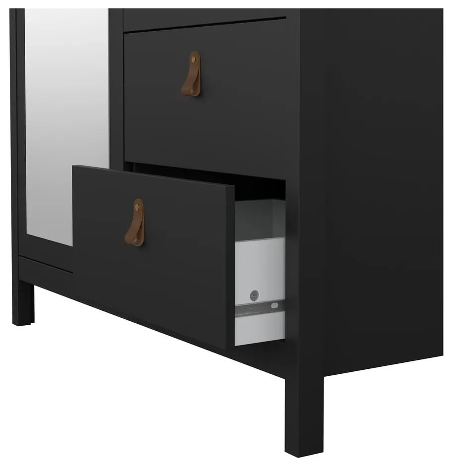 Черен гардероб с огледало 102x199x58 cm Madrid – Tvilum