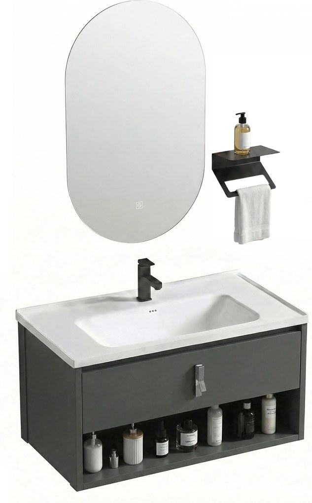 Комплект мебели за баня с мивка Toledo 80cm Grey