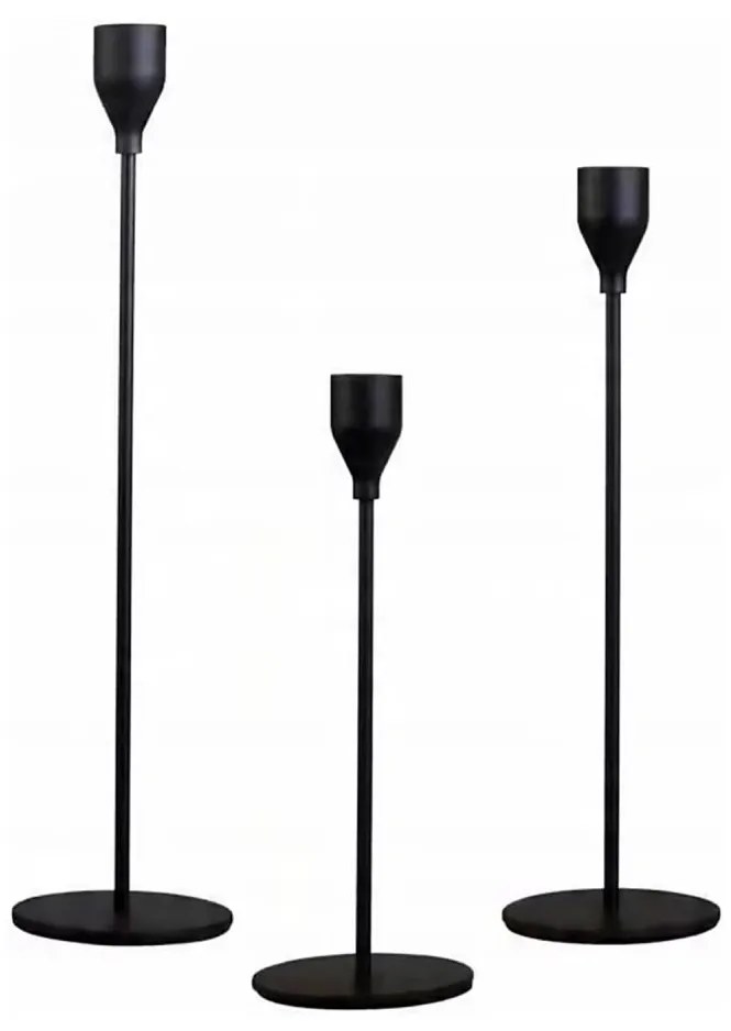 Комплект от 3 черни свещника