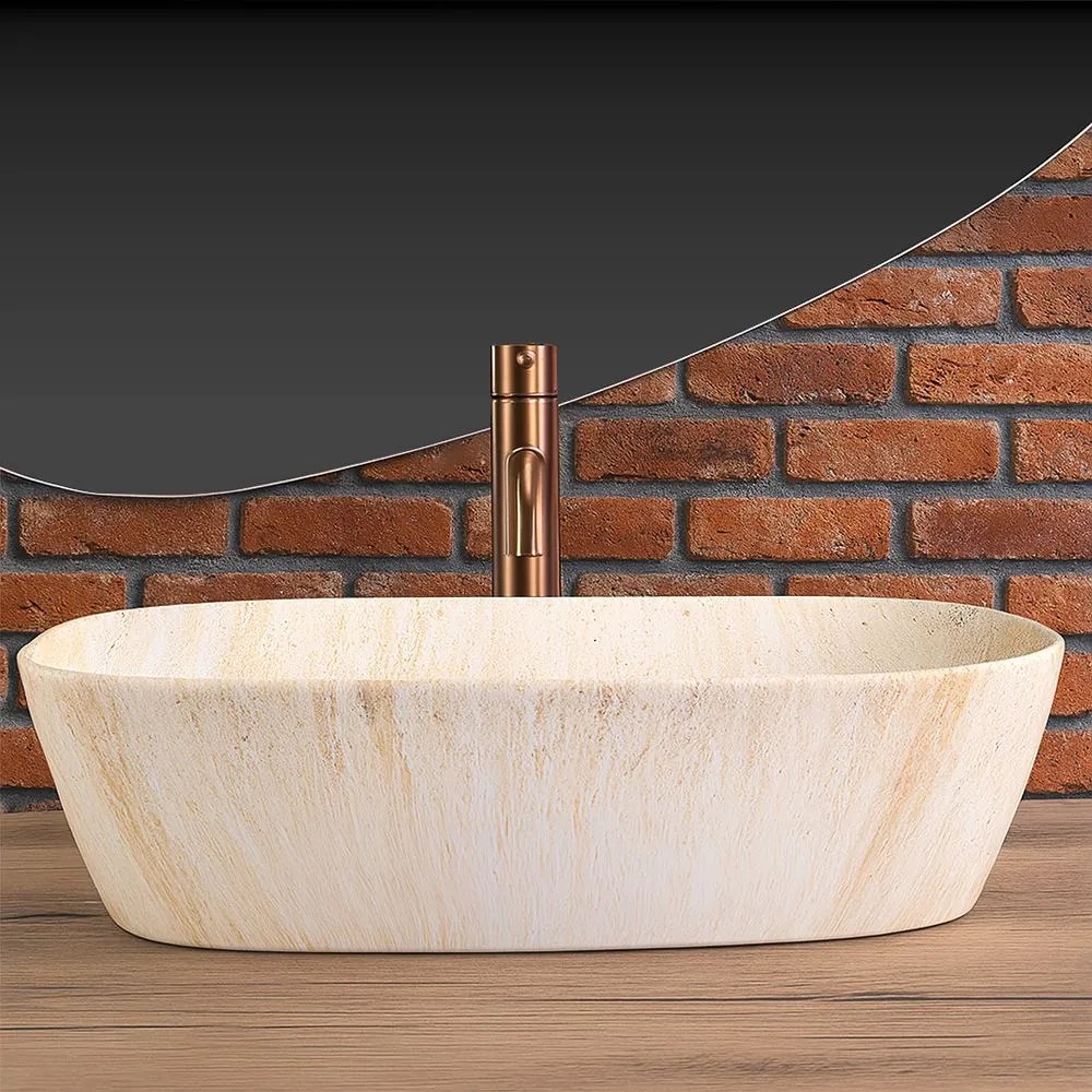 Умивалник за плот Rea Freja Travertine Matt