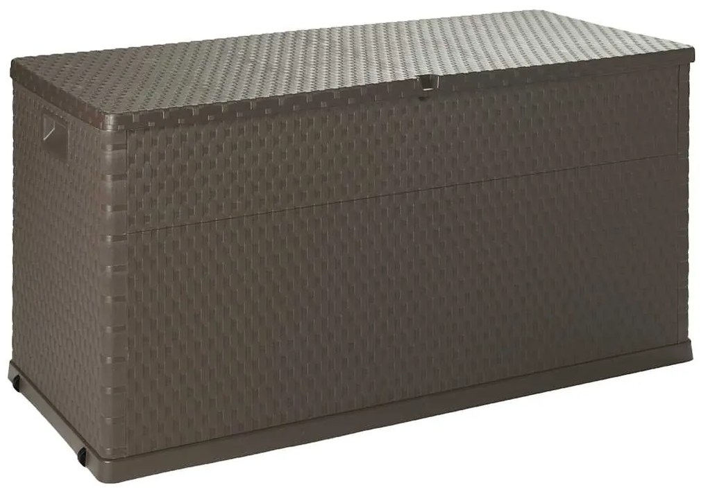 43710 vidaXL Градински сандък за съхранение, кафяв, 120x56x63 см, PP ратан