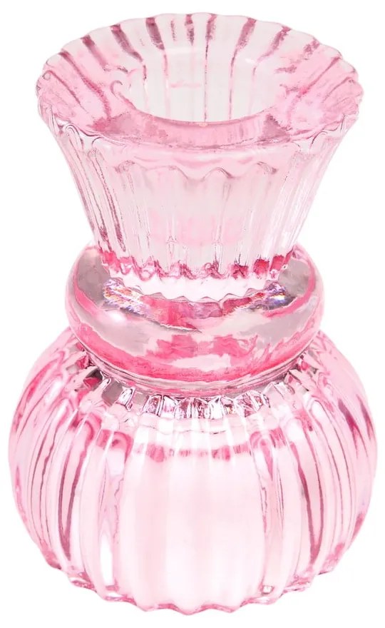Нисък розов стъклен свещник - Rex London