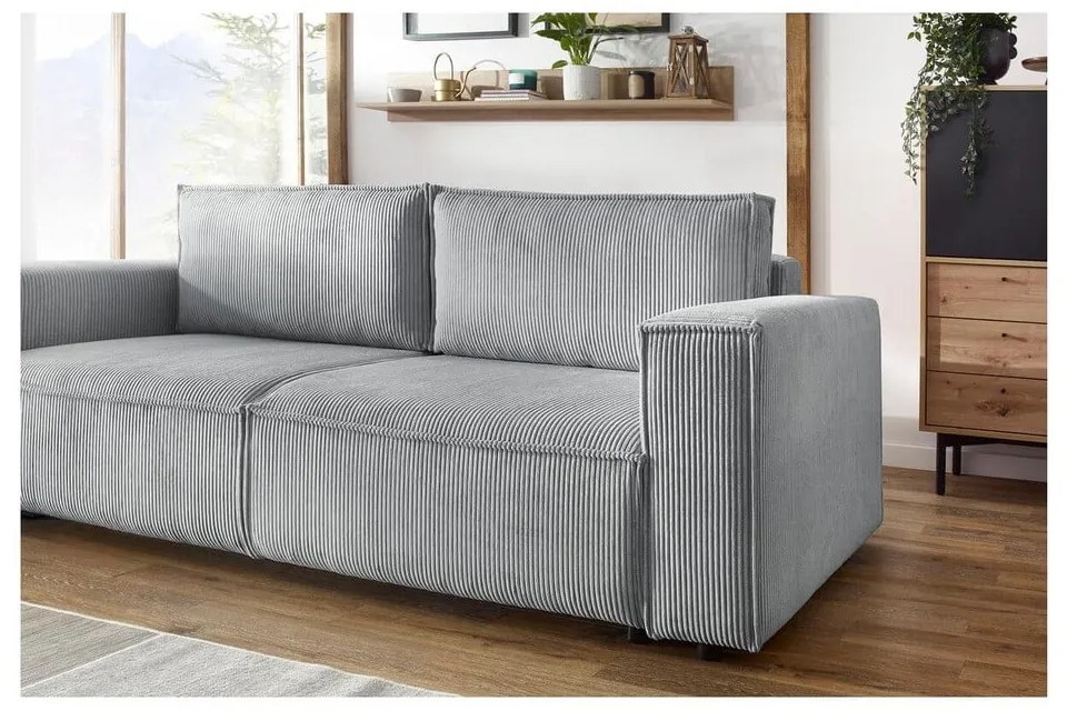 Светлосив диван от велур 245 cm Nihad - Bobochic Paris