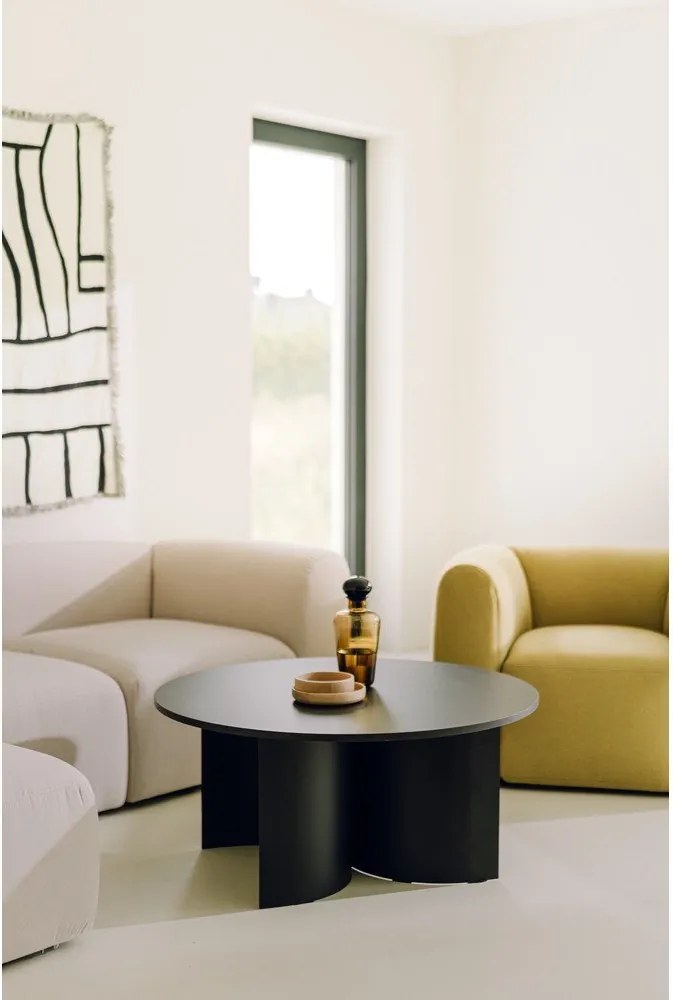 Черна кръгла масичка за кафе с ясенов плот ø 95 cm Gavo – noo.ma