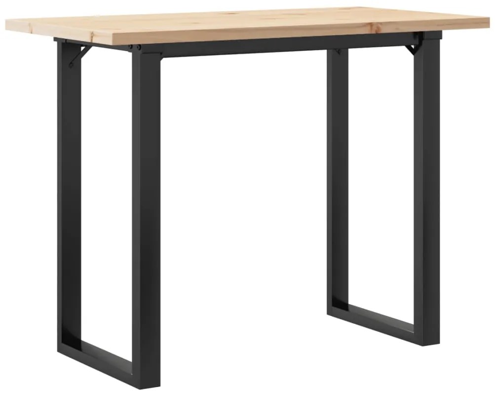 3282741 vidaXL Трапезна маса О-образна рамка 100x50x75,5 см бор масив и стомана