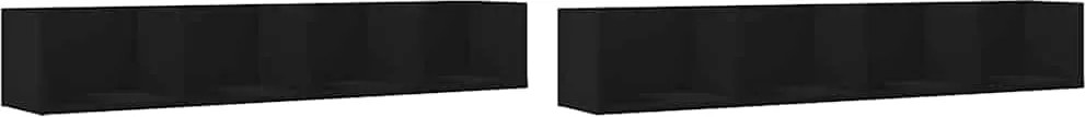 840446 vidaXL Стенни шкафове, 2 бр, черни, 99x18x16,5 см, инженерно дърво