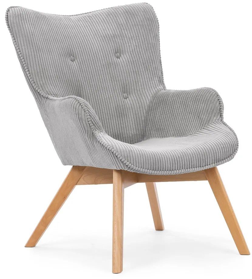 Сив фотьойл с табуретка от рипсено кадифе Niko – Ropez