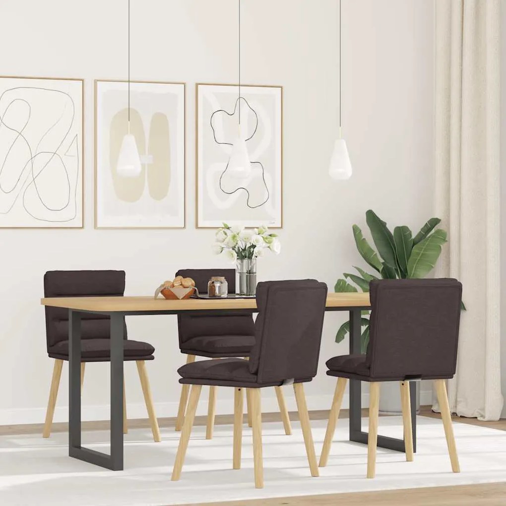 3315397 vidaXL Трапезни столове, 4 бр, тъмнокафяви, текстил