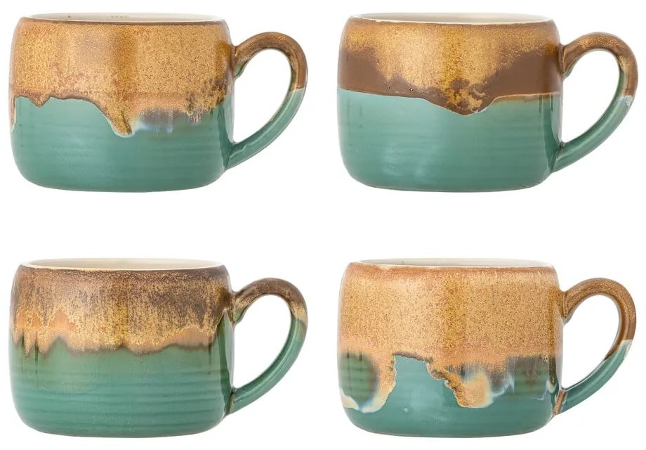 Зелени/кафяви глинени чаши в комплект от 4 бр. 400 ml Sheen – Bloomingville