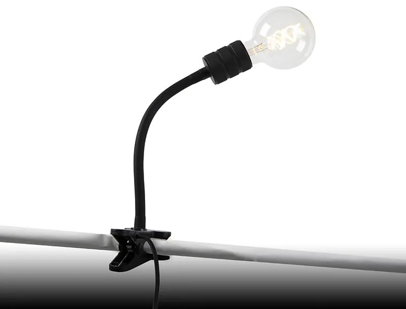Модерна скоба лампа черна с гъвкава ръка - Cavalux