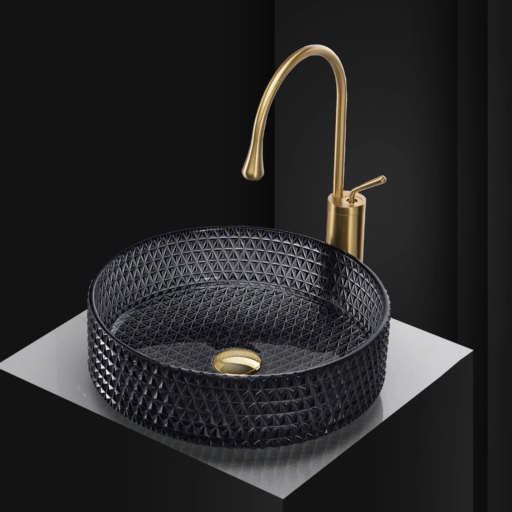 Умивалник за плот Rea Cristal 35 Black