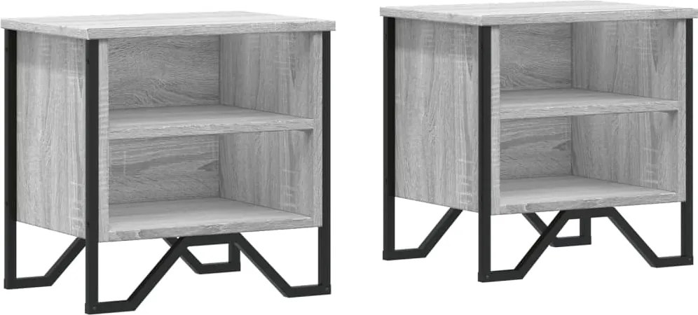848501 vidaXL Нощни шкафчета, сив сонома, 2 бр, 40x30x40 см, инженерно дърво