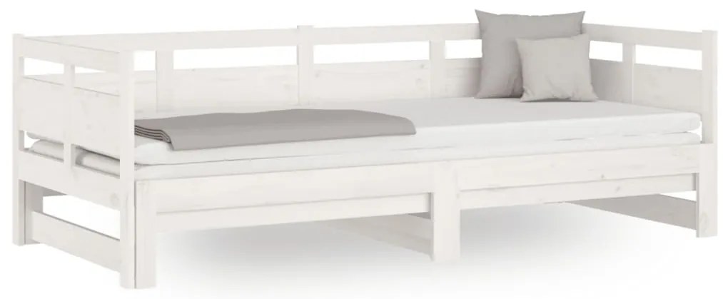 820313 vidaXL Разтегателно дневно легло, без матрак, бяло, 2x(90x200) см