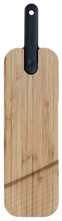 Дъска за рязане с вграден нож Trebonn Artu Salami 1122100, 43x11 см, Острие 18 см, Бамбук, Японска стомана, Черен