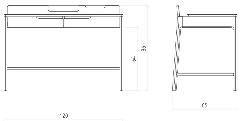 Работна маса от масивен дъб 65x120 cm Twig – The Beds