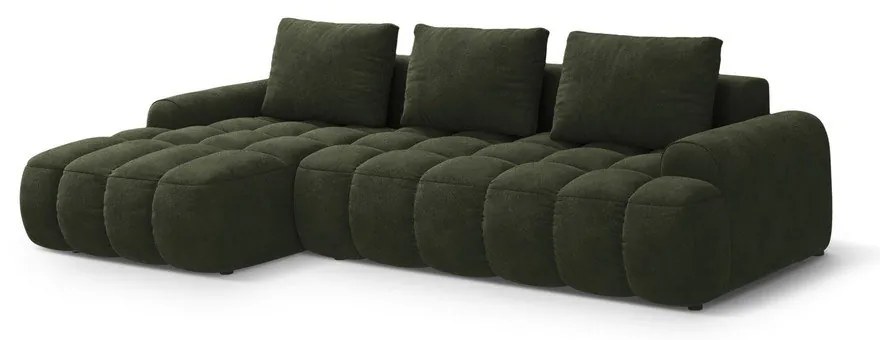 Зелен кадифен сгъваем/с място за съхранение ъглов диван (ляв ъгъл) Linz – Cosmopolitan Design