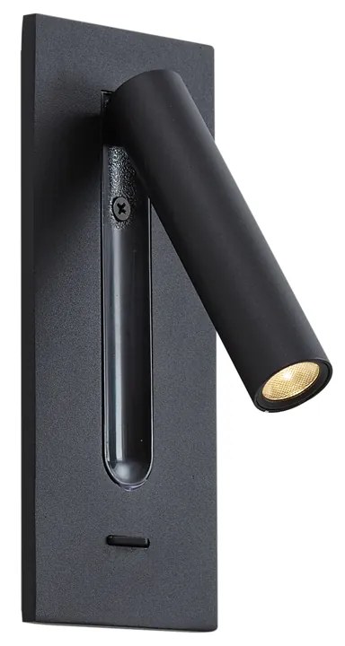 Модерна стенна лампа черна вкл. LED - Plaza